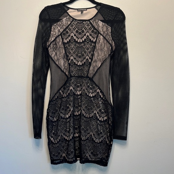 Express Dresses & Skirts - Express Lace and mesh bodycon dress